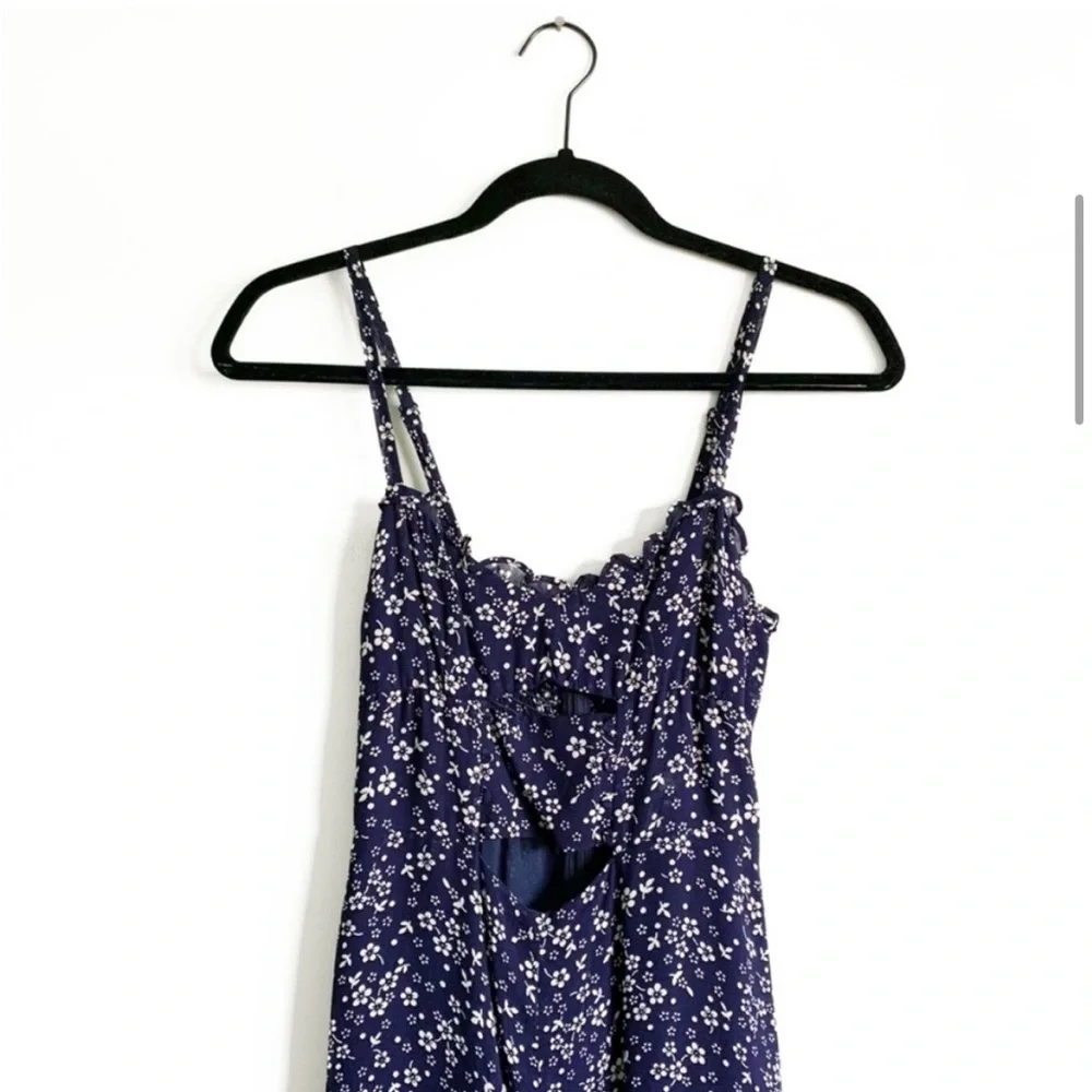 Reformation Fergie Jumpsuit Navy Ditsy Floral Boho Size 0 - Picture 4 of 10